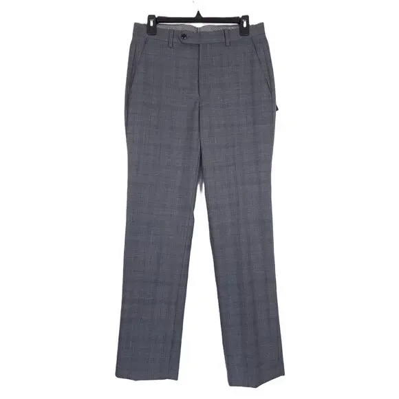 Michael Kors Mens Classic Fit 2 Piece Suit 36R 30x32 Grey Blue Plaid Wool NWT